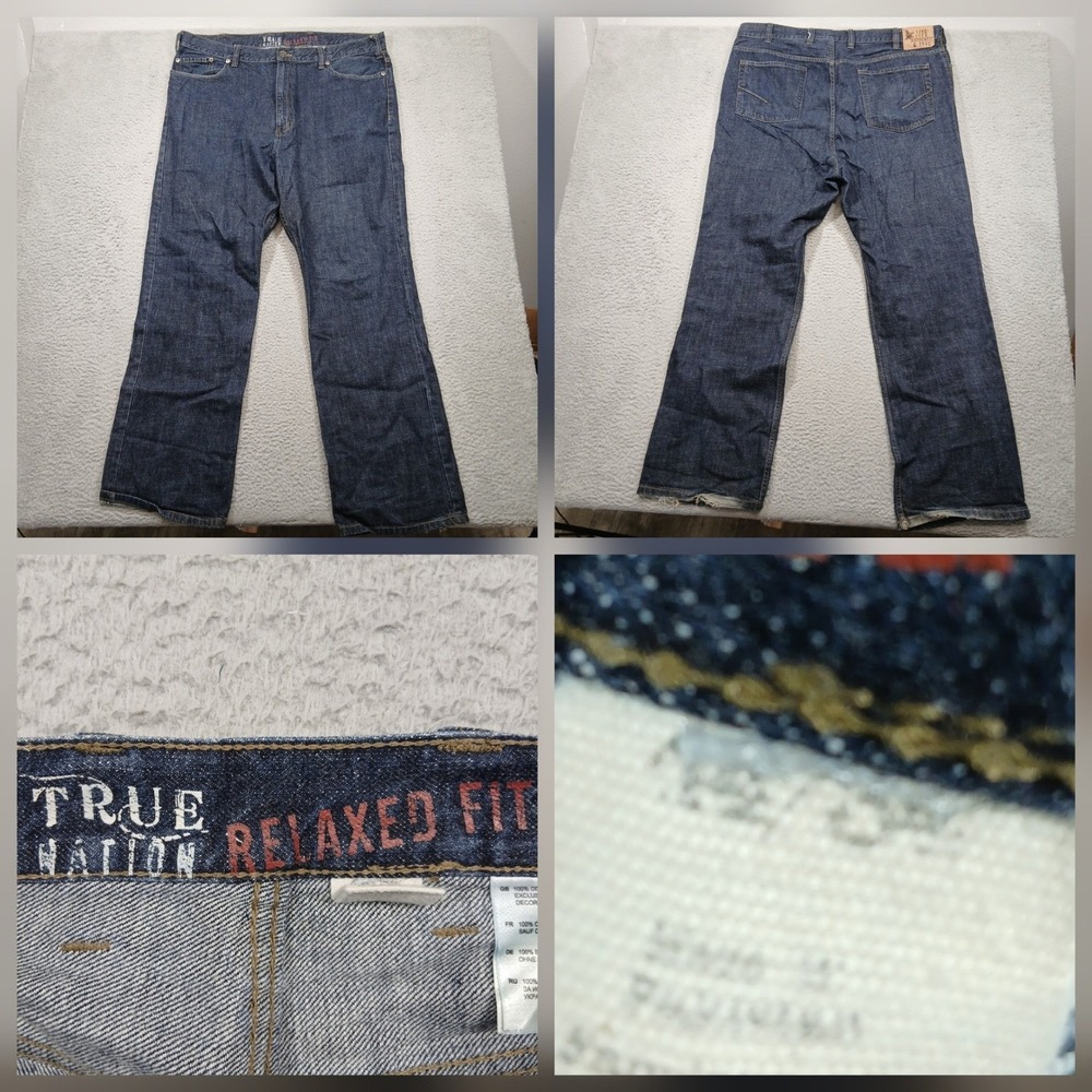 True Nation Relaxed Fit Jeans Men 42x30 Blue Denim‎ Live Life Authentic Read